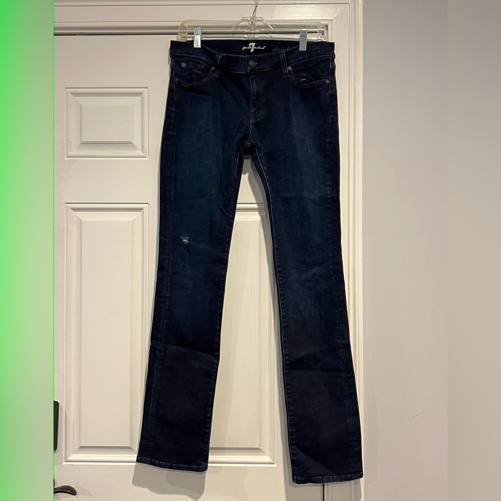 7 For All Mankind Deep Indigo Straight Leg Jeans - Size 32 - Picture 2 of 4